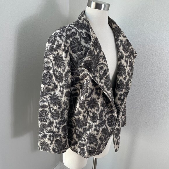 Lafayette 148 New York Womens 12 Wool Blend Brown Floral Knit Jacket - Picture 3 of 12